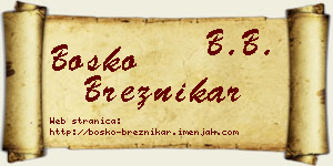 Boško Breznikar vizit kartica
